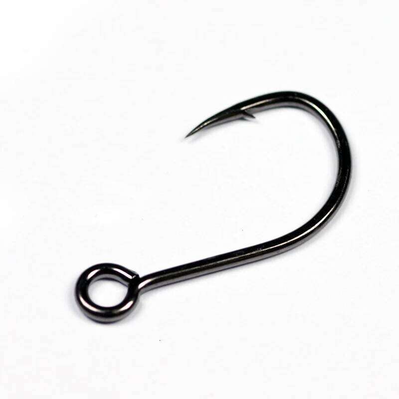 20Pcs Hook Fishing Ring Carbon Steel Single Tackle Box Worm Spoon Jig Hooks With Big Eyes Fishhook Y260305