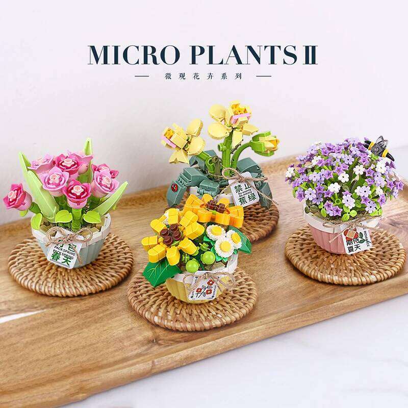 Mini Bonsai Building Blocks DIY Green Plant Bouquet Potted Model Flower Block Home Decoration Girl Gift Children's Toys Z260306
