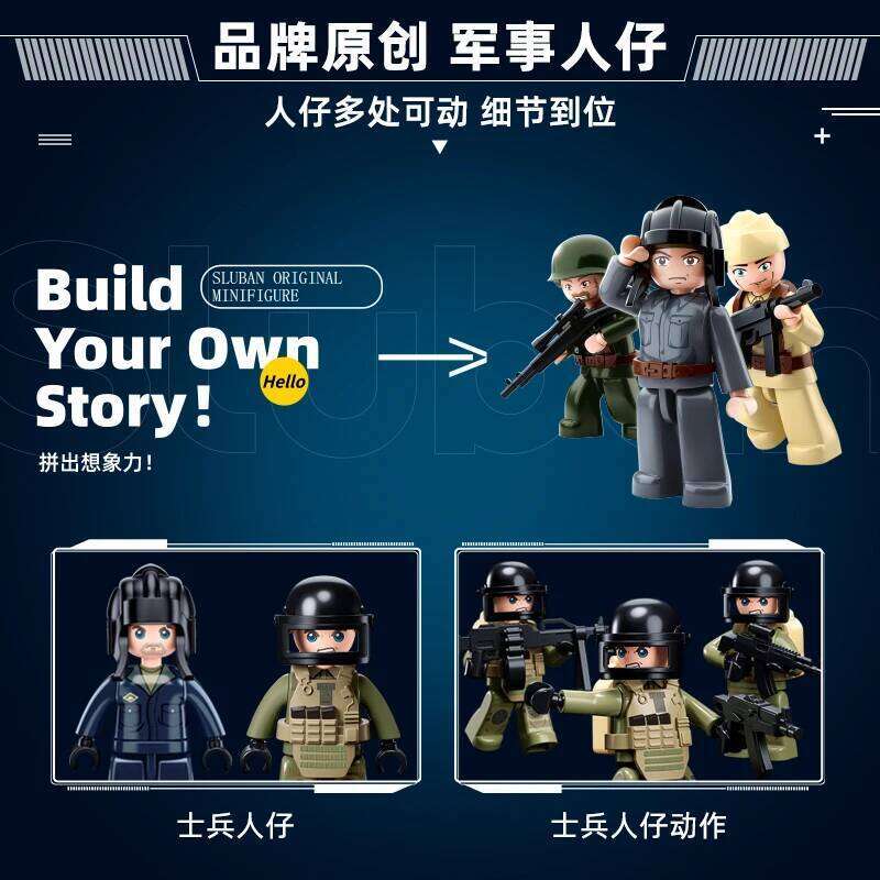 New SLUBAN WWII China T-54 Tank Military Fighting Vehicle Soldier 3 In 1 Building Blocks Sets Model Dolls Brick Toys Kids Gifts Z260306