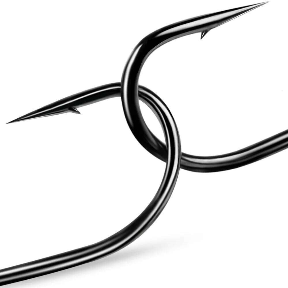 YUCONG 50PCS Weedless Fishing Hooks 6#-4/0# High Carbon Steel Duple Hook Barbed Double Fishhooks for Soft Swimbait Pesca Crochet Y260305