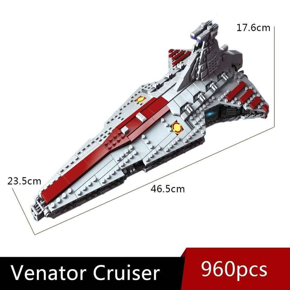 High-tech Moc Venator Attack Cruiser Fighter Destroyer Brick Technical Model Building Star Blocks Space Ship Toys Z260305
