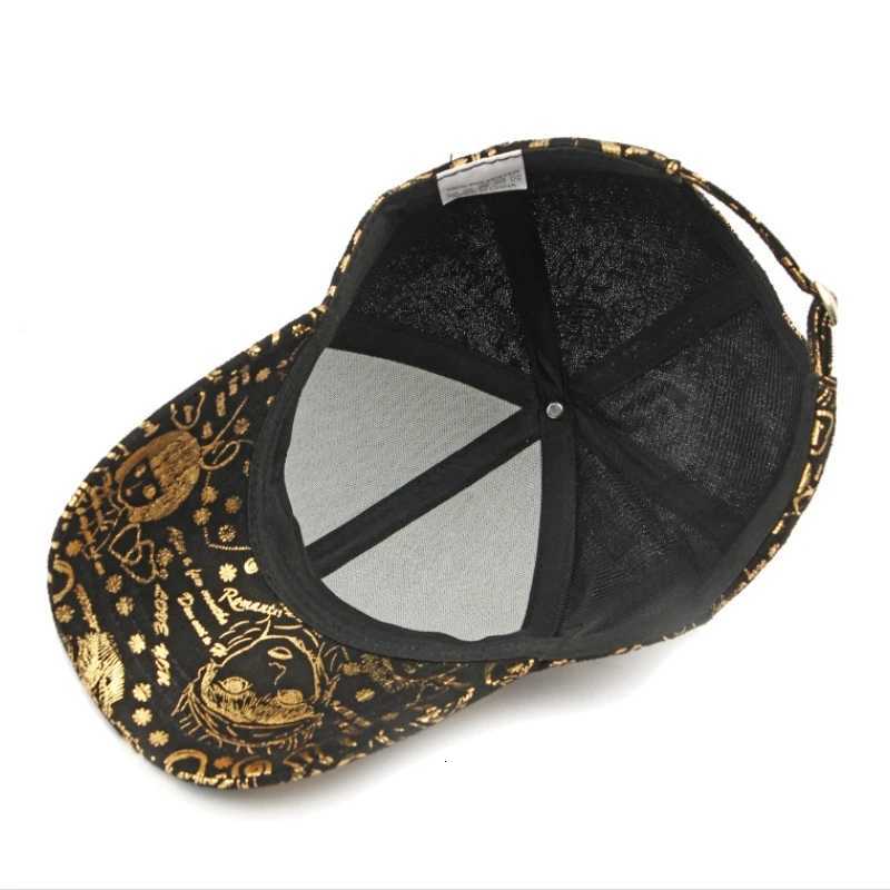 New Graffiti Baseball Cap Gold Stamping Outdoor Hip-hop Joker Cap Street Cool Baseball Hat For Men And Women Sports Hat S260306