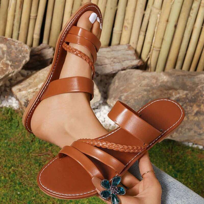 2025 Designer Casual Flat Fashion Lace Women Sandals Luxury Brand Open Toe Party Beach Non-slip Slippers