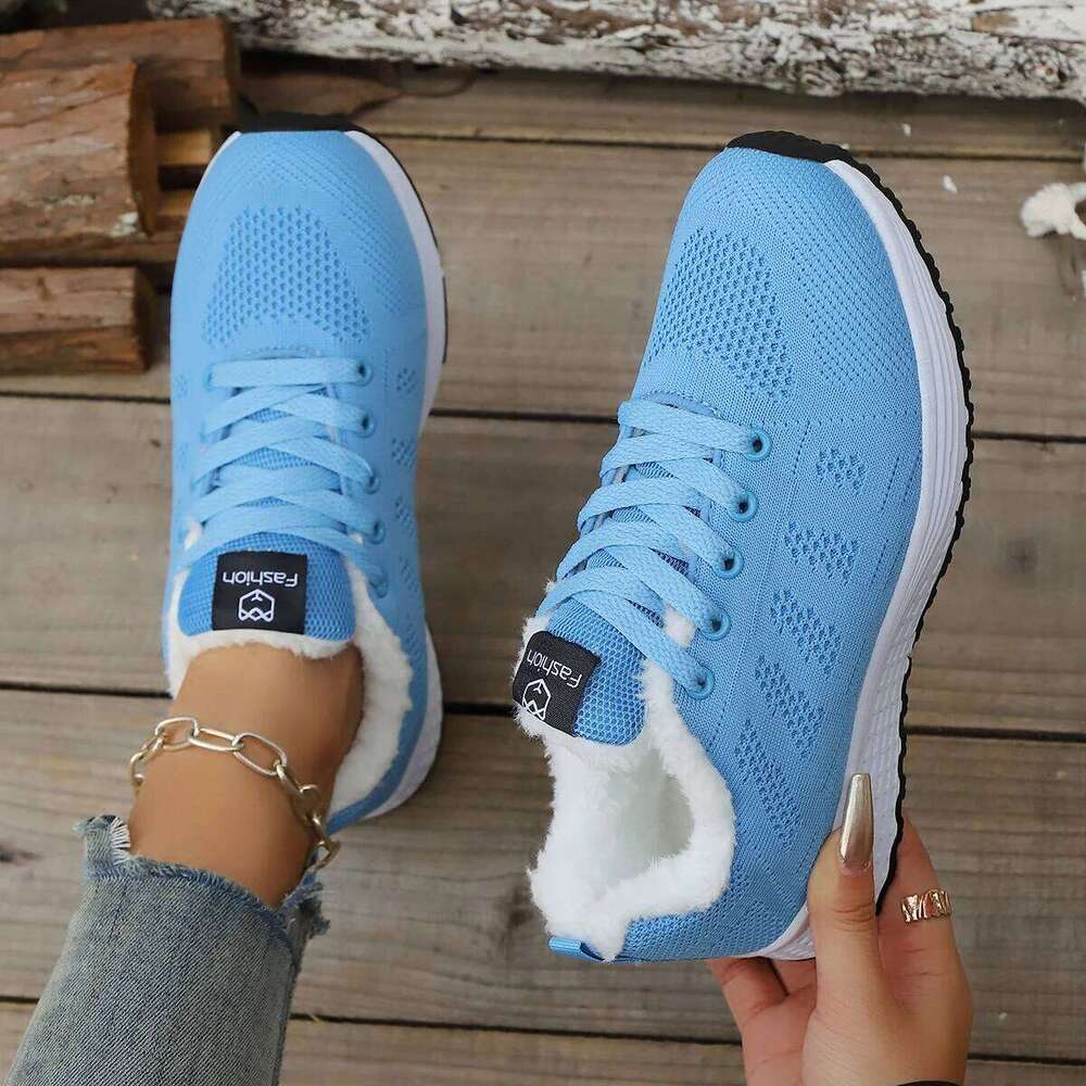Winter Warm Casual Sports Shoes Women's Fleece-lined High-top Sneakers