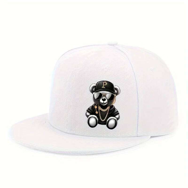 Adjustable Cartoon Bear Printed Hip Hop Baseball Cap Outdoor Sports Beach Casual Wea Fit for Men and Woment street snapback hat Y260304
