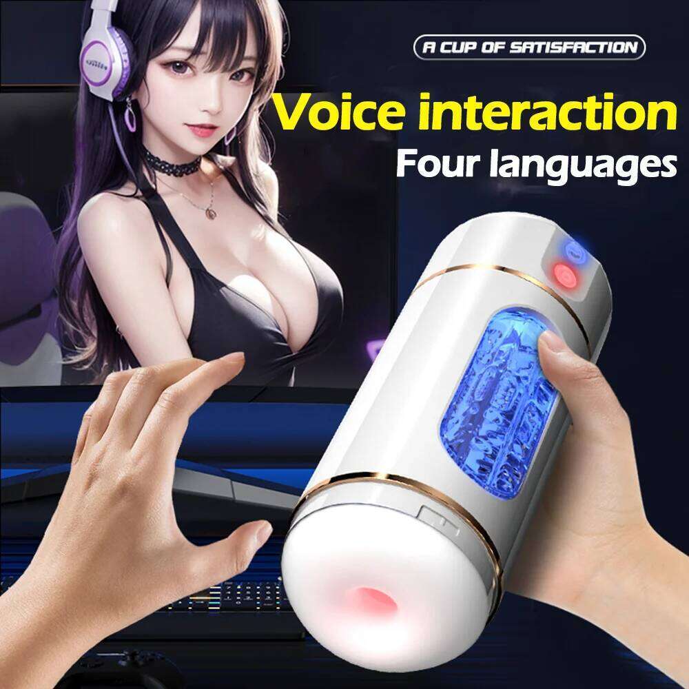 Men's Penis Trainer Male Masturbator Simulation Channel Moaning Stimulate Vibrator Adult Sexy Sex Toy For Men Pocket Pussy W260305