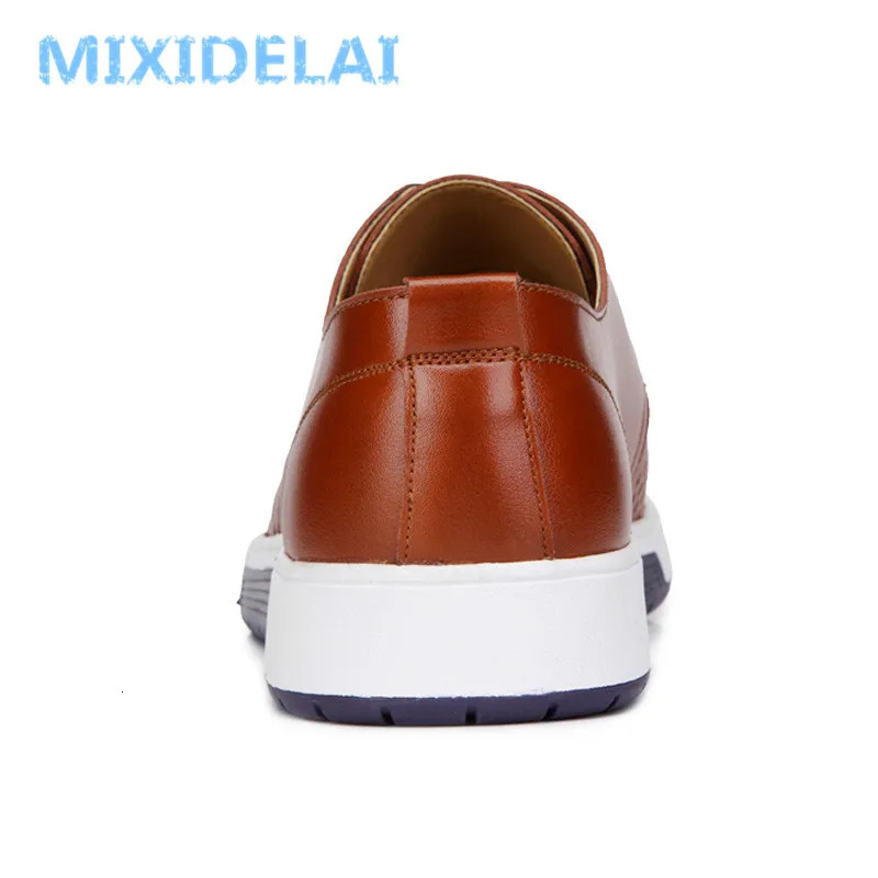 MIXIDELAI Summer Breathable Holes Soft Male Casual Leather Shoes Adult Flat Footwear Comfortable Shoes For Men 260305