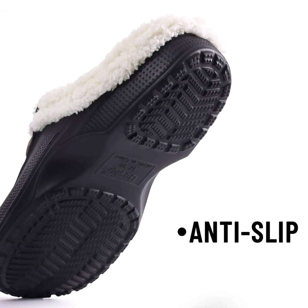 Litfun Winter Fur Lined Slippers For Women Men Waterproof Fuzzy Cozy Slides Warm Leisure Indoor Outdoor Garden Clogs Shoes