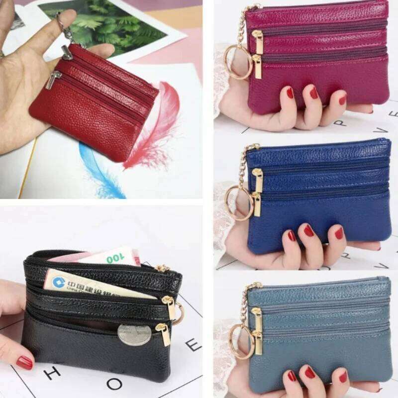 PU Leather Money Coin 2024 New with Key Ring Waterproof Pocket Purse Zipper Wear-resistant Credit Card Holoder Male Women C260304
