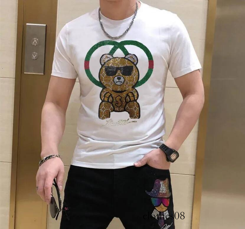 Fashion Anime Men's Rhinestones Dress T-shirt S-6XL Cotton Streetwear Hip Hop Design for Drop Shipping