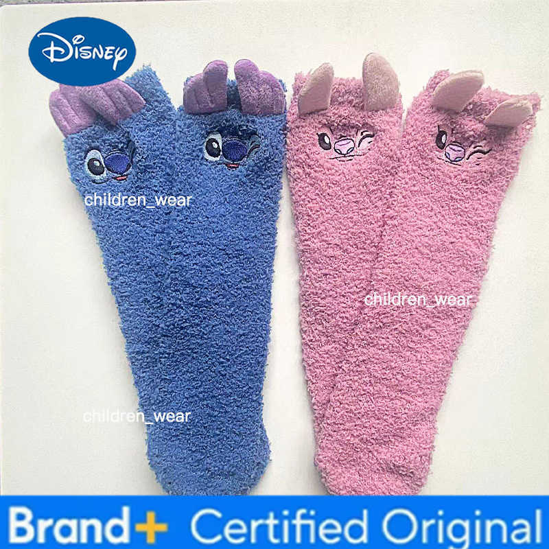 Disney Cute Stitch Cartoon Thermal Socks Coral Fleece Non Slip Floor Socks Cute Housewarming Present Christmas gift Halloween H260306