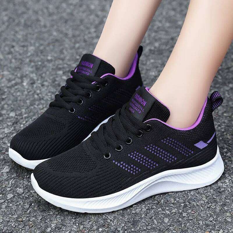 Litfun Women's Casual Sports Fashion Female Soft Bottom Sneakers Breathable Mesh Running Leisure Light Flats Shoes