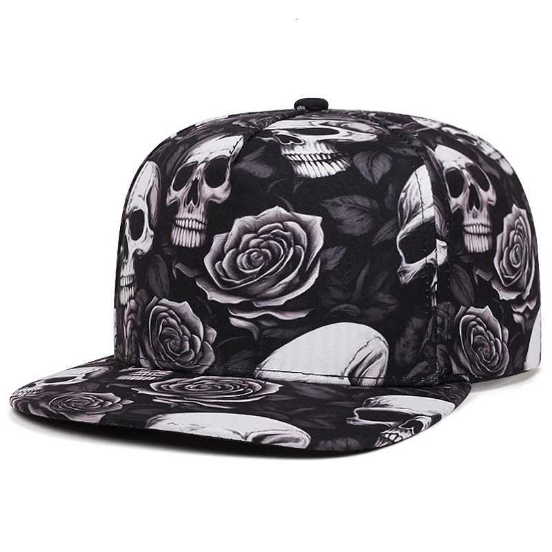 2025 Creative New Flat brimmed Hat Printed Skeleton Street Personalized HipHop Hat Daily Decoration Sunshade Baseball Hat Unisex S260306