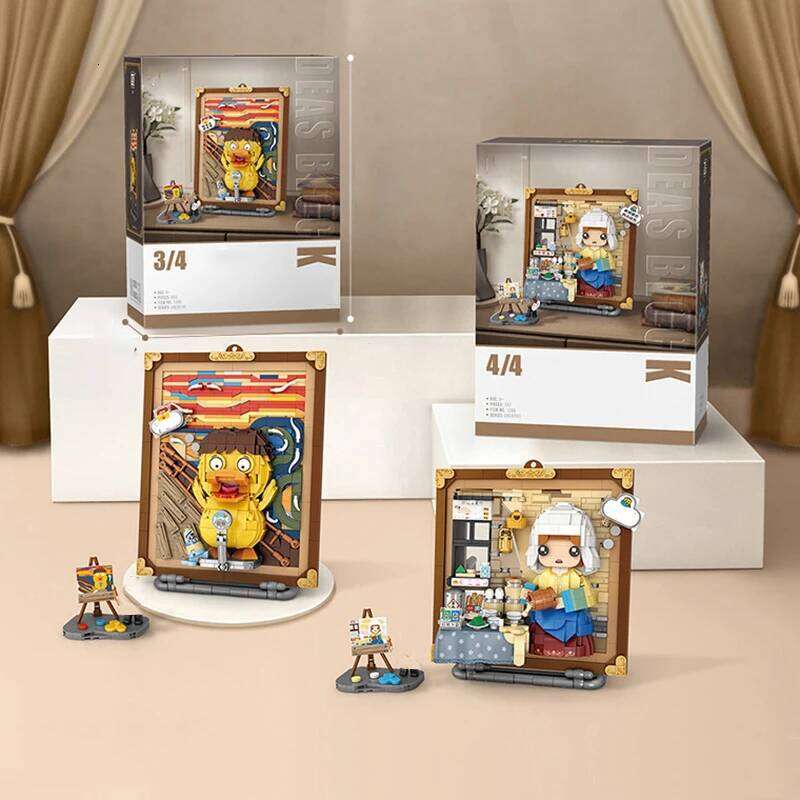 Mini Building Blocks DIY World Famous Painting Screaming Milkmaid Three-dimensional Hanging Picture Ornament Children's Toy Gift Z260306