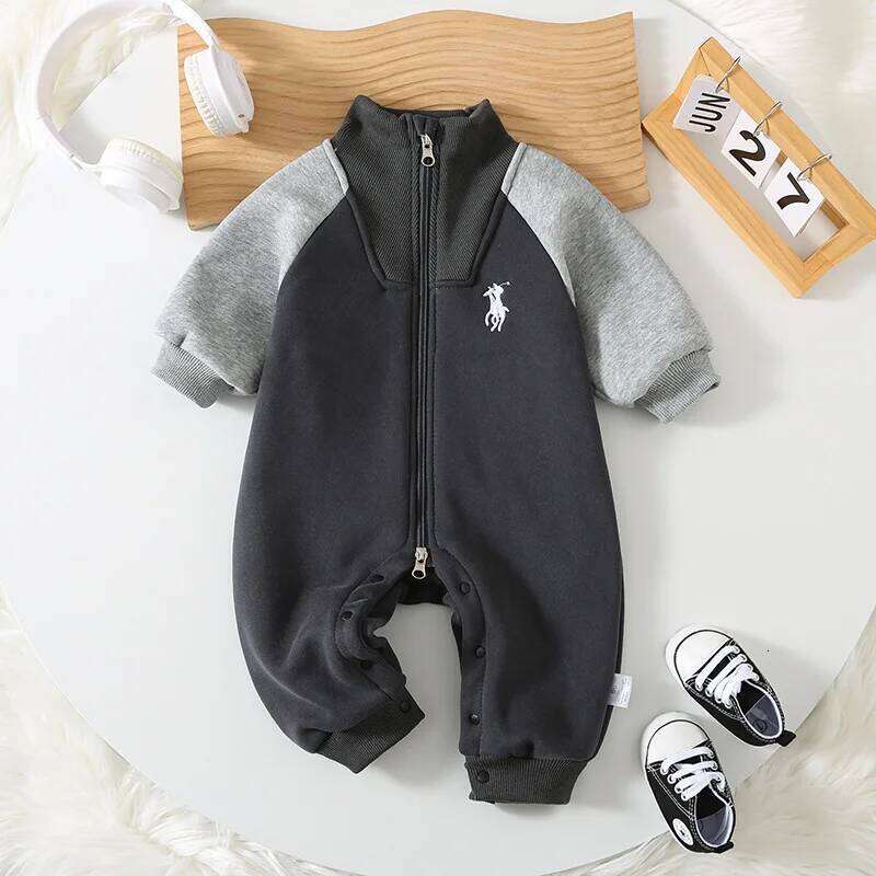 Infant Baby Clothes Fleece-Lined Winter Romper with Zipper Thickened Warm Old Money Style Outfits for Newborn Girls Boys66-100 Z260306
