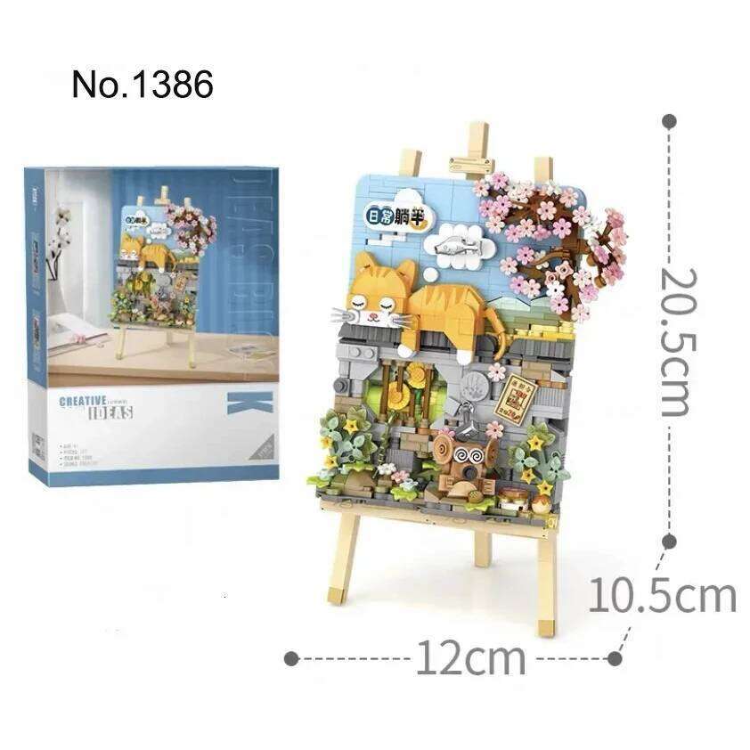 Animal Building Blocks Creative Cute Kitten 3D Painting Ornaments Children's Assembly Toys Boys Girls Gifts Z260306