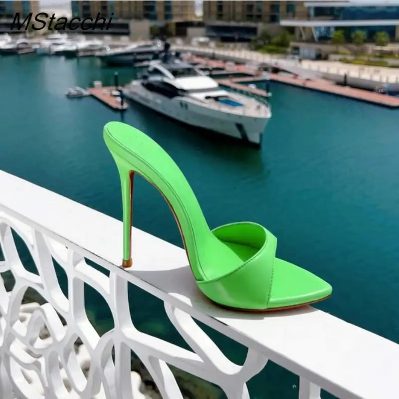 Super-high Heel Slippers Women Shoes Summer Peep Toe Mixed Colors Stiletto Sandals Sexy Party Ladies Shoes Woman Pumps 260306