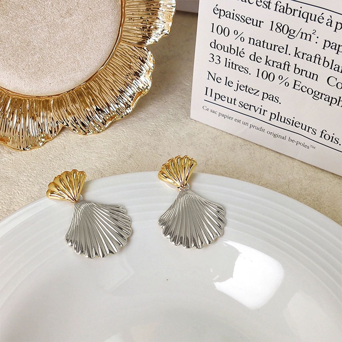 Sophisticated Nautical Earrings Featuring Artisanal Metal Oyster Design