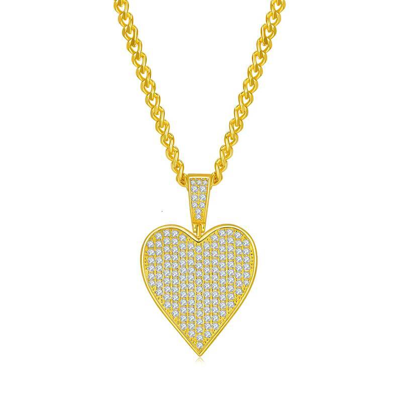 Heart Hip Hop Necklace with S925 Silver Pendant Set with Moissanite