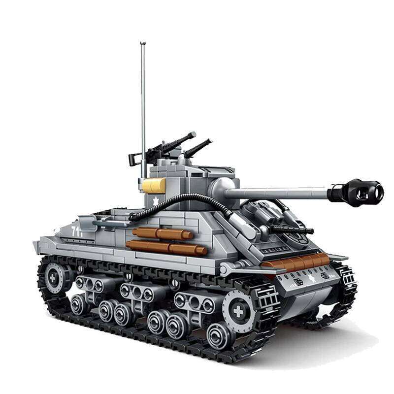 656PCS Military US Sherman M4 Building Blocks WW2 Tank City Police Soldier Weapon Action Figure Bricks Kids DIY Toys Gift Z260306