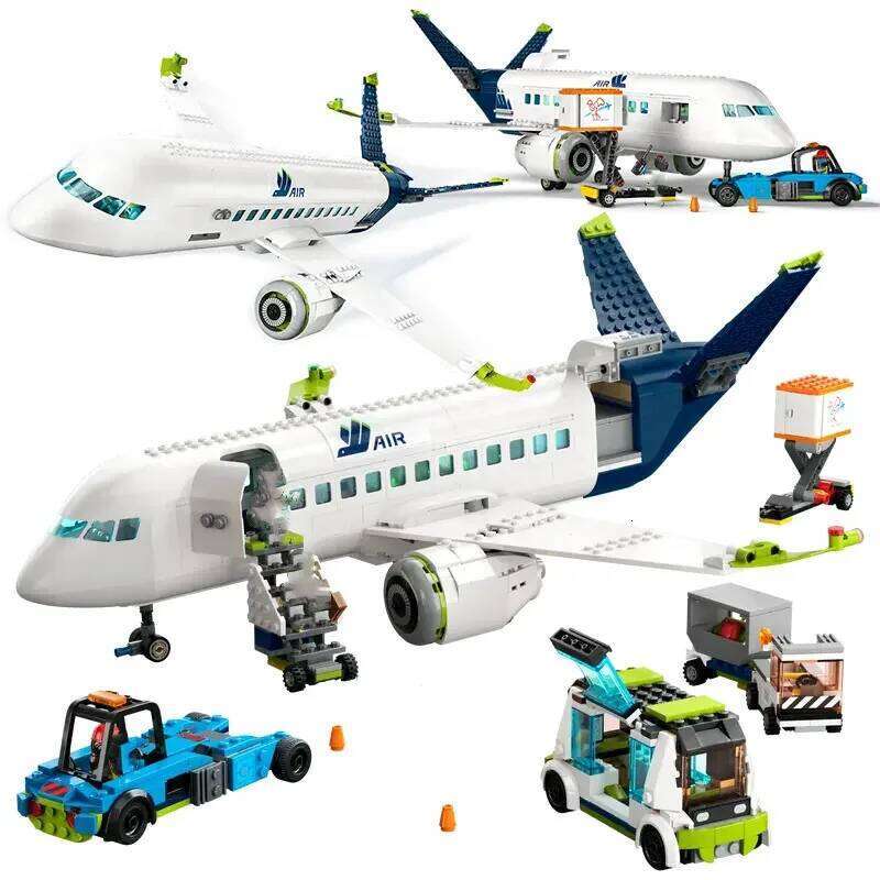 Compatible Brands Brick Sets City Series Building Blocks Aircraft Passenger Airplane Terminal Plane MOC Toys Kids Gift Z260306