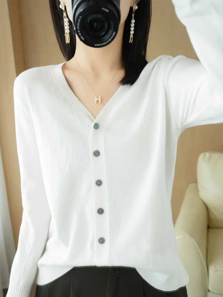 Early Autumn New Andy Cashmere Knit Cardigan V-Neck Solid Color Fashion High-Grade Comfortable Loose Casual Knitwear -GH021 M260306