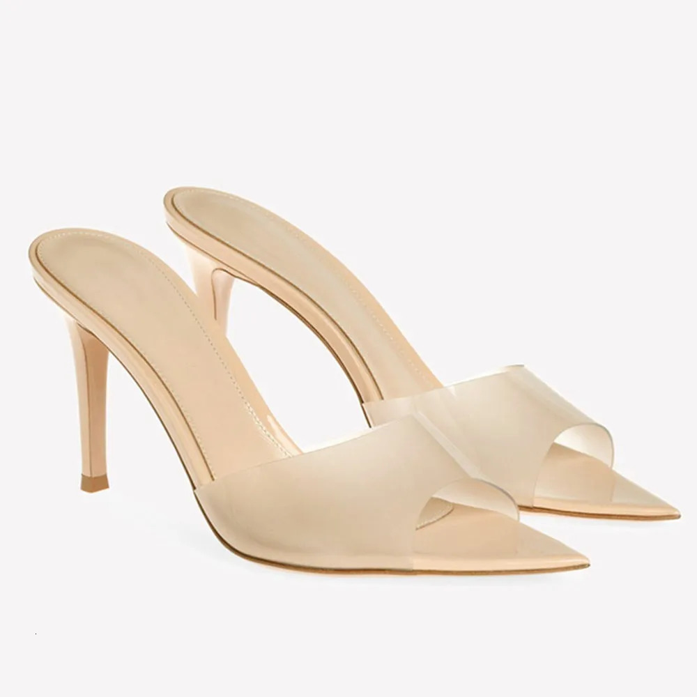 2026 Peep Toe Sexy Summer Womens Mules Pump Sandals Elegant Chic Super Thin High Heels Office Lady Party Shoes Slipper Sandals 260305