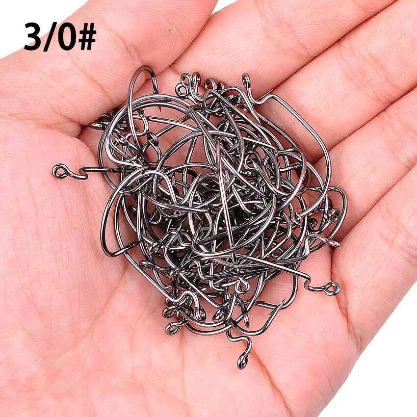 10pc/Box Set Wide Crank Offset Fishhook For Soft Worm Lure Fish Barbed Hook Carp Fishing Hooks Tackle S260305