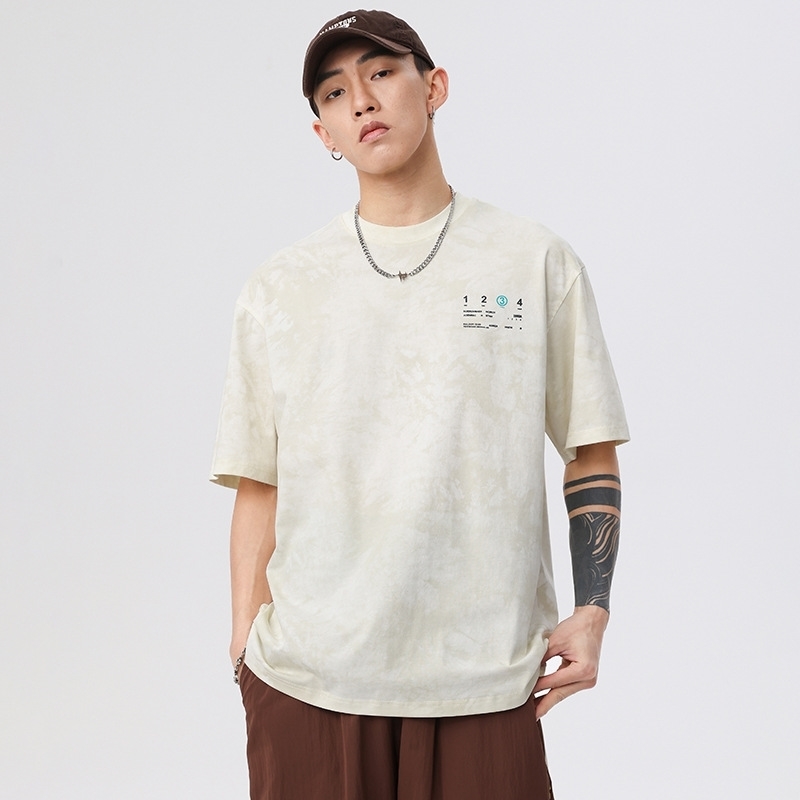 Men's short-sleeved T-shirt with letter print summer trendy brand plus size American style loose-fitting short sleeves, men's embroidered T-