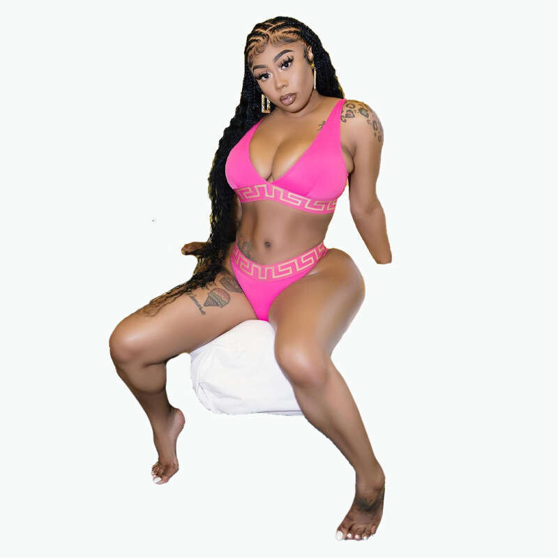 European and American women's fashion cross-border printed sexy tight-fitting trendy bikini swimsuit two-piece set