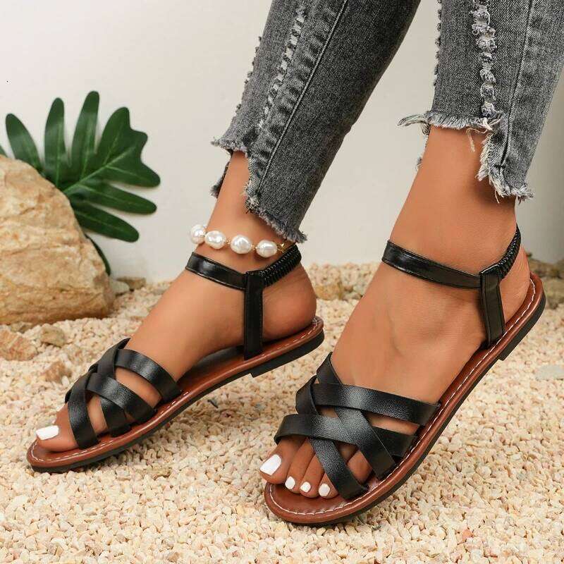 2025 Summer New Women's Fashion Casual Toe-Up Flats with One-Piece Buckle Anti-Slip and Wear-Resistant Footwear