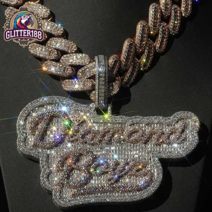 Hot Selling 925 Sterling Silver Moissanite Pendant Fully Iced Rapper Charms Custom VVS Name Letter Hip Hop Style