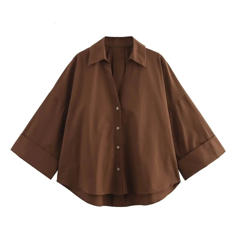 Spring Summer Women Long Sleeve V Neck Solid Color Blouse Shirt Office Wear Casual Work Loose Fit Lightweight Chic Tops 260306