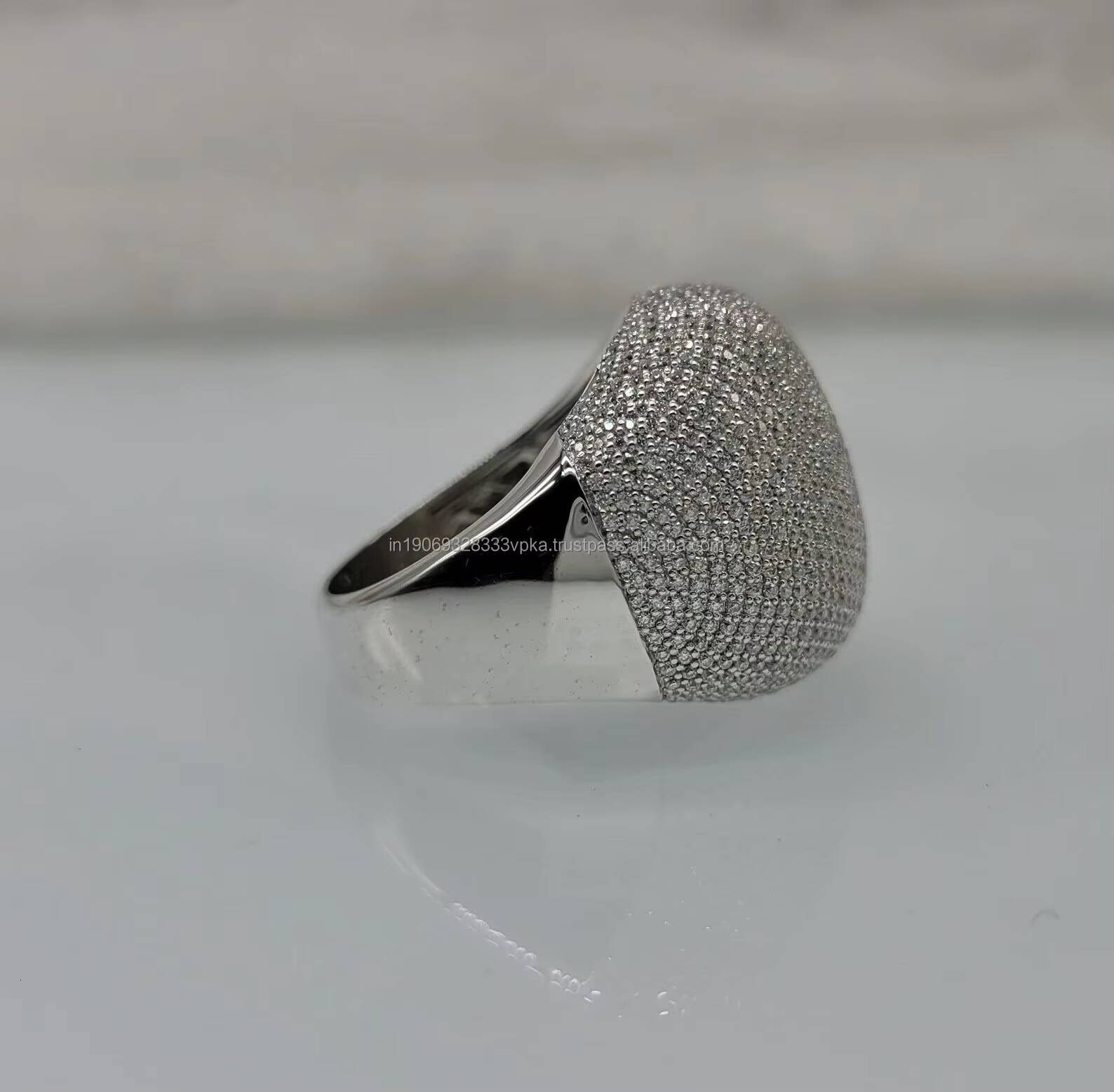 Round Cut Moissanite Diamond Hip Hop Ring Iced Out Pinky Ring Custom Bustdown Cocktail Ring 925 Sterling Silver Grooms Jewelry