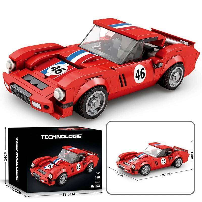 320PCS Red Sport Building Block Creative City Vehicle Diy Car Model Bricks Desktop Decoration Toys For Kids Holiday Gifts Z260306