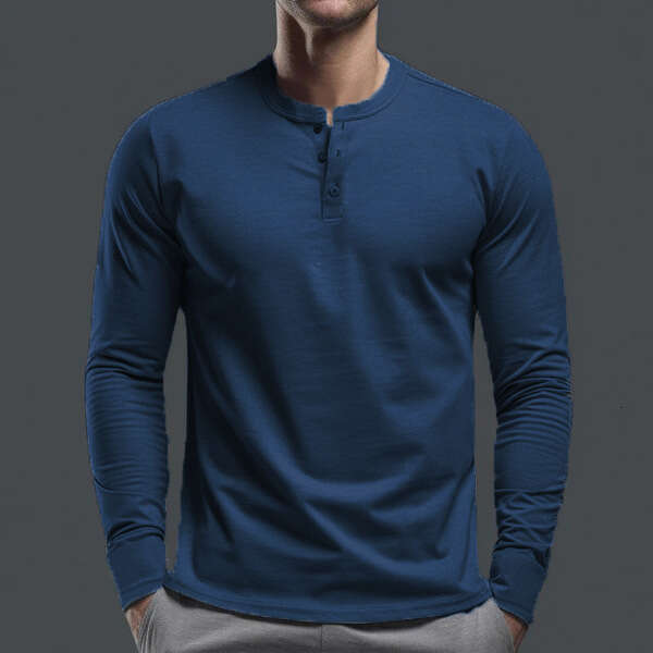 Amazon cross-border spring autumn foreign trade clothing, European and American t-shirts, long-sleeve base shirts, men's Henry shirts