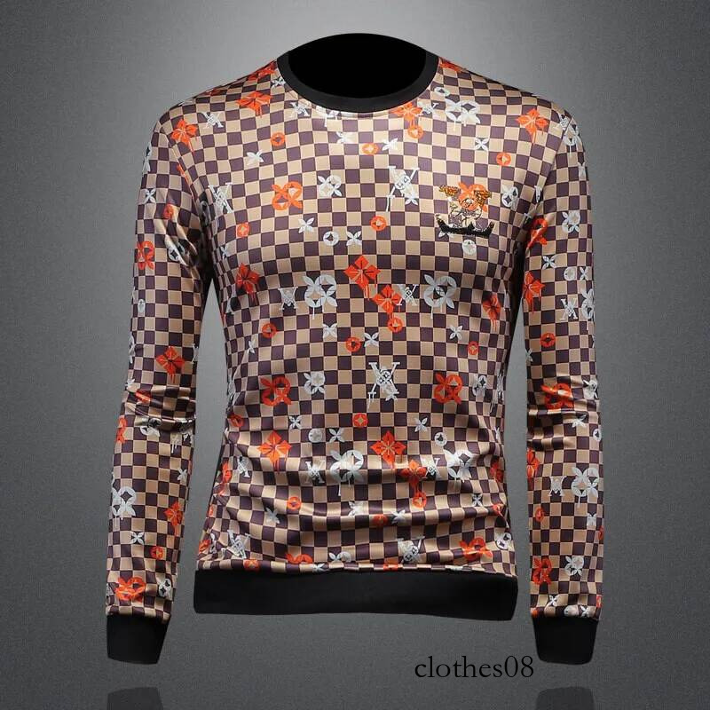 Men T shirt Faionable Embroidered Base irt Trendy Sweatirt Casual Loose Fit Cotton Polyester Blend Autumn Spring Wear
