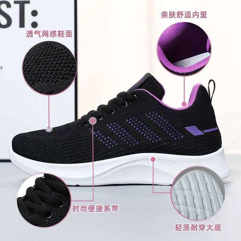 Litfun Women's Casual Sports Fashion Female Soft Bottom Sneakers Breathable Mesh Running Leisure Light Flats Shoes