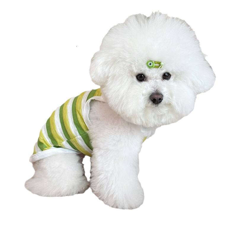 Little Bee Striped 3D Suspender Dog Clothes Spring Summer Thin Bichon Teddy Schnauzer Vest Comfortable Breathable Bamubi