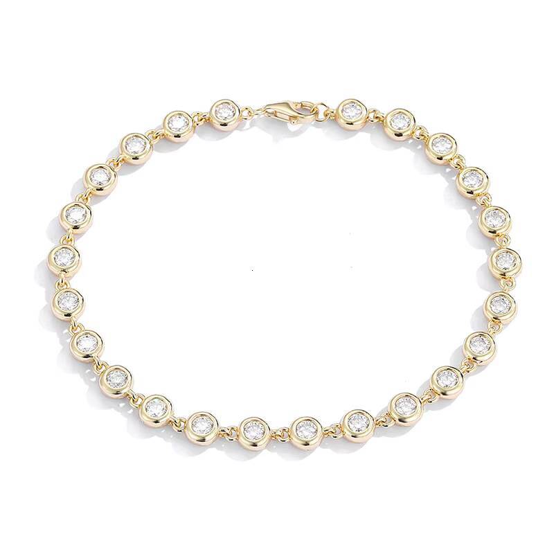 925 Sterling Silver Gold Plated Bubble Moissanite Bracelet Minimalist Design with Sparkling Stones Perfect Gift for Women