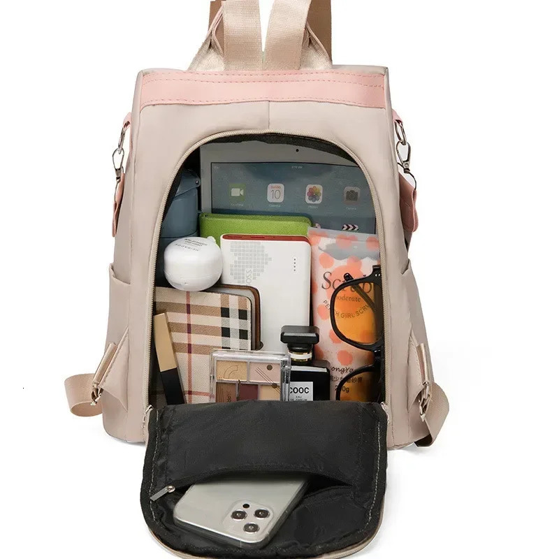 Waterproof Oxford Embroidery Women Backpack Fashion Anti-theft Large Capacity Female Travel Casual Backpacks School Laptop Bag260228