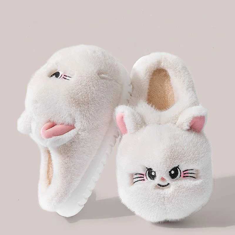 New shaggy slippers that look like your cat womens fluffy outdoor kitty sliper woman fuzzy kitten mules winter warm house shoes S260305
