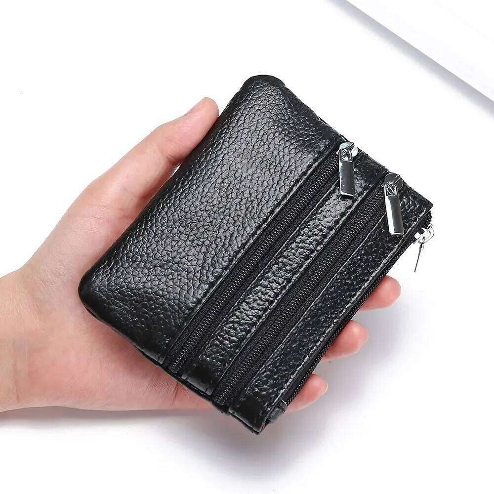 3 Zipper Bag Genuine Leather Pocket Money Coin Purses Small Wallet Women's Home Key Multifunctional Credit Card Holder Pouch C260304