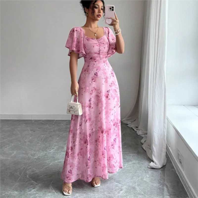 Summer New Style Slim Elegant Dress With Lotus Leaf Sleeves Womens Fashion Holiday Party Dresses For Women Robe Femme Vestidos X260306