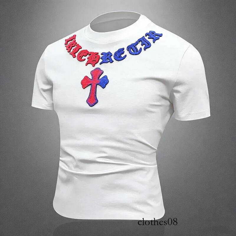 Men T shirt Summer 2026 Men's ort T-irt Printed f Sve Slim Fit Cotton Blend Faionable Youthful round Ne Letter Pattern
