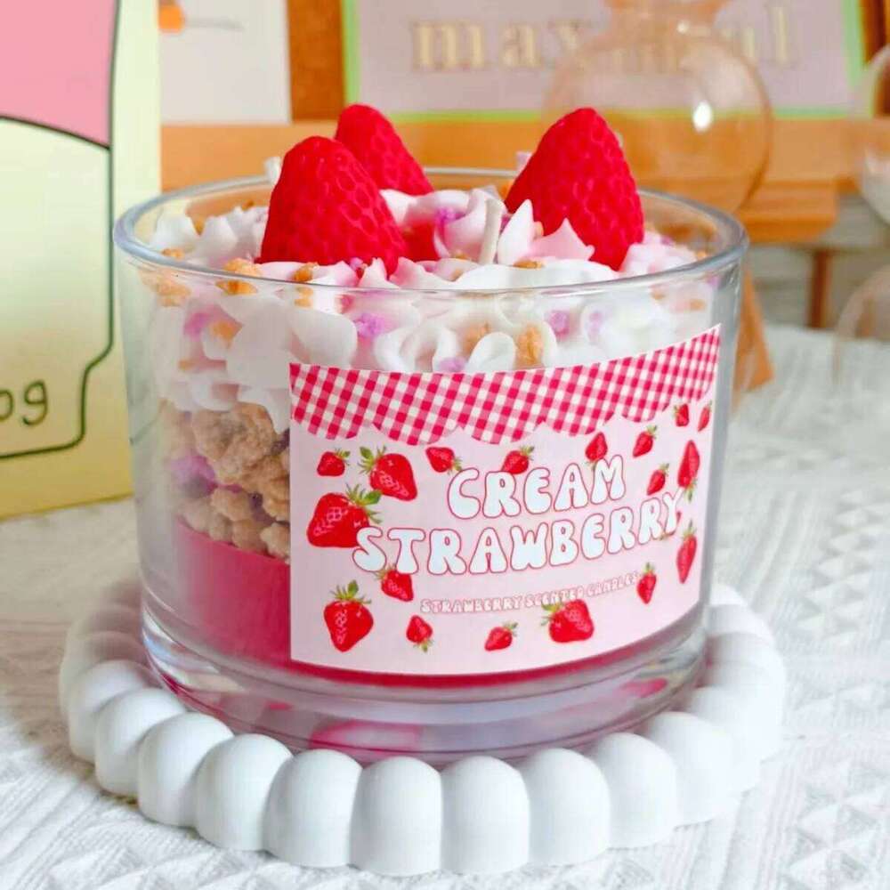 Handmade Fruit Cream Cup Scented Candle Set - Strawberry Blueberry Banana Fragrance Ornament Gift W260304 W260305