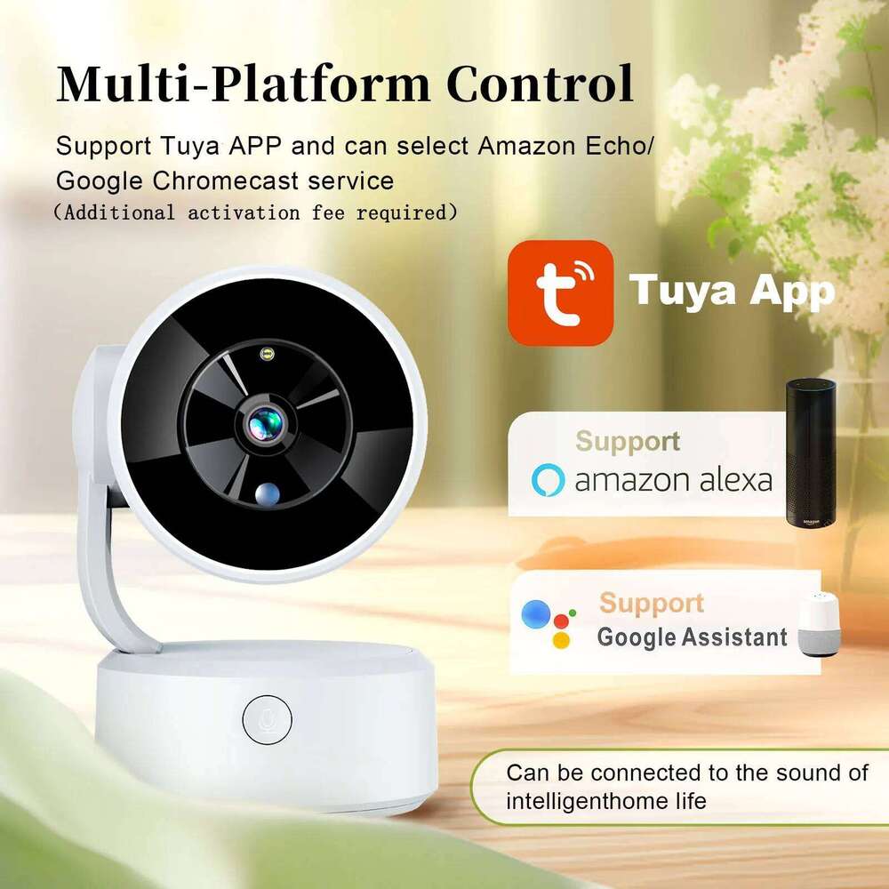 Tuya WIFI IP Camera Indoor 2K Baby Monitor Two Way Talk Smart Home 4X Zoom PTZ 360 Surveillance Cameras Support Alexa Google 26W0306