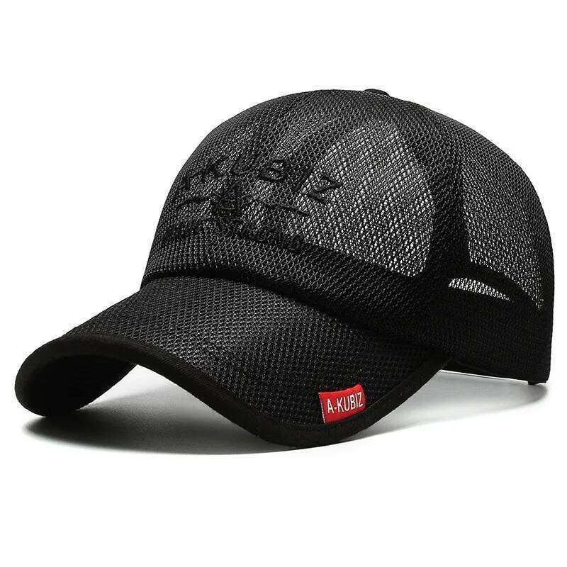 Unisex Letter Pattern Mesh Trucker Cap, Curved Brim Sun Protection Quick Drying Breathable Sports Baseball Cap For Women & Men Y260304