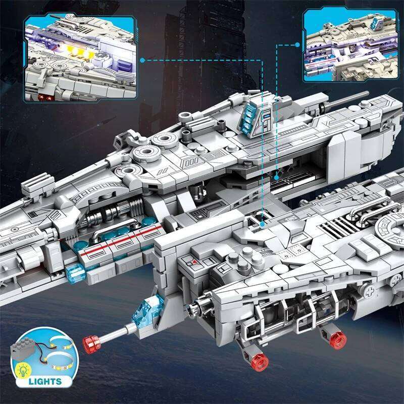858PCS Heavy Attack Aircraft Building Blocks Space Battleship Artillery Ship Missile Assembly Bricks Toy Children Holiday Gift Z260305