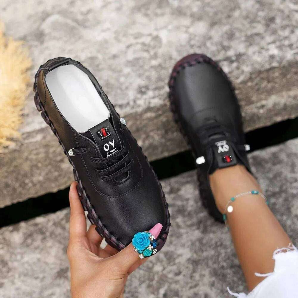 2024 New Spring Casual Women Shoes Platform Loafers 2022 Lace Up Leather Flats Slip-On Mom Shoe Mujer Zapatos Chaussure Femme
